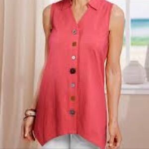 Soft surroundings danielle button front tank top M